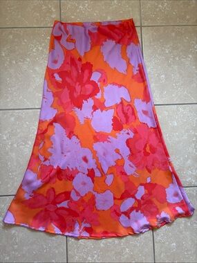 Floral/watercolor Midi Skirt